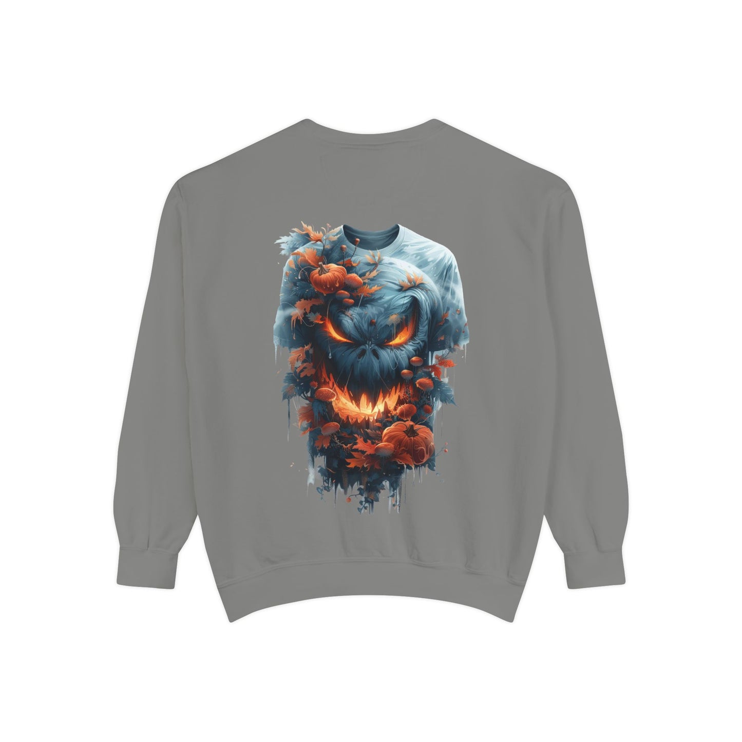 Unisex Garment-Dyed Sweatshirt with spooky and creepy vibe