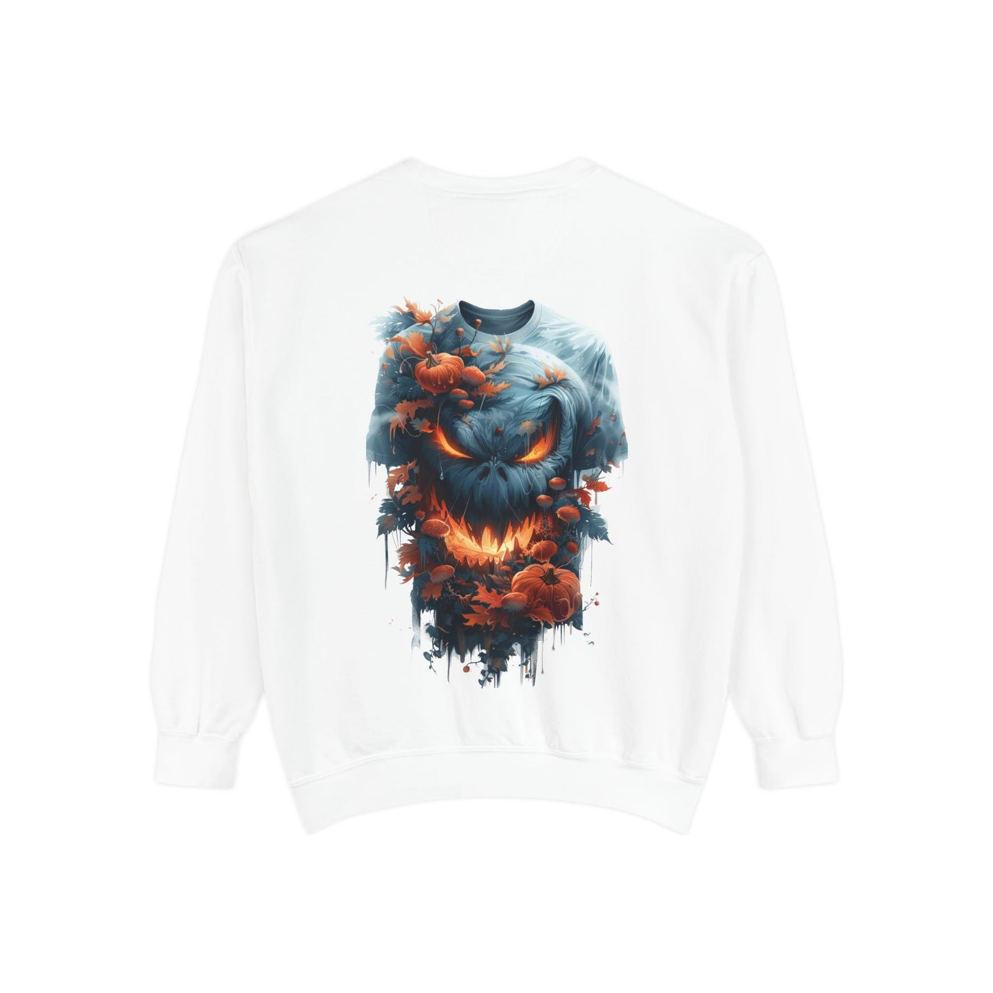 Unisex Garment-Dyed Sweatshirt with spooky and creepy vibe