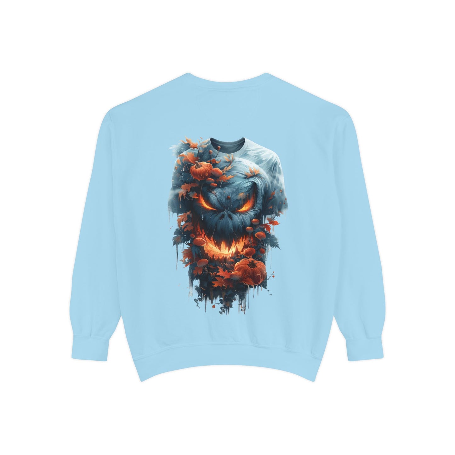 Unisex Garment-Dyed Sweatshirt with spooky and creepy vibe