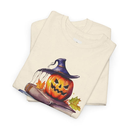 Halloween Book Lover Tee, Unisex Heavy Cotton Tee, Fall Festival Shirt, Pumpkin Spice Apparel, Teacher Gift, Autumn T-Shirt