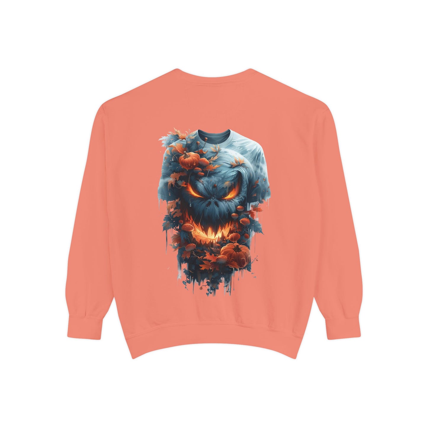 Unisex Garment-Dyed Sweatshirt with spooky and creepy vibe