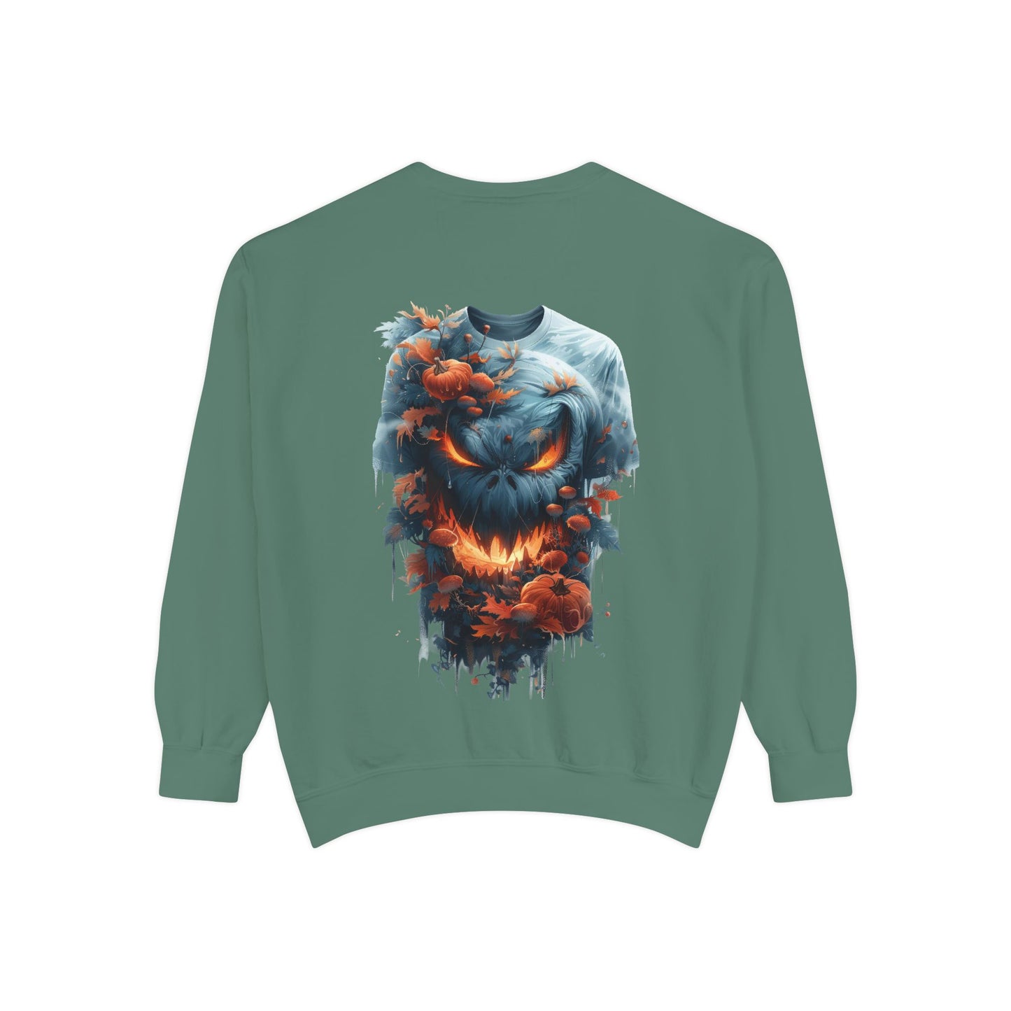 Unisex Garment-Dyed Sweatshirt with spooky and creepy vibe