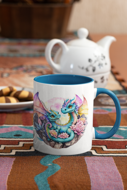 Whimsical Dragon Couple Mug | Fantasy Drinkware, Gift for Dragon Lovers, Cute Tea Cup, Magical Home Decor, Unique Birthday Present
