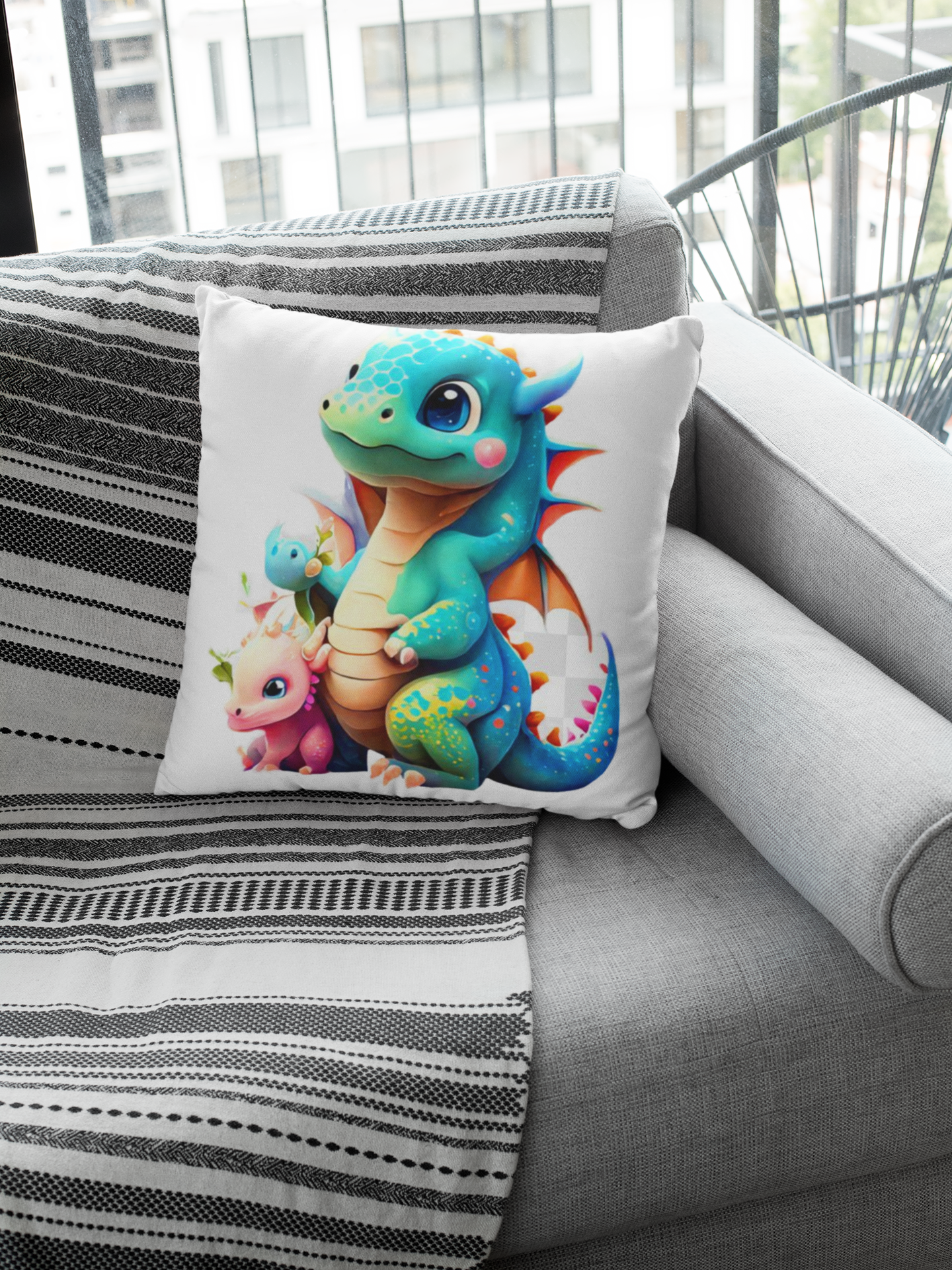 Whimsical Dragon Pillow | Kids Room Decor, Fantasy Home Cushion, Fun Pillow for Gifts, Nursery or Playroom