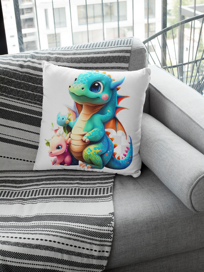 Whimsical Dragon Pillow | Kids Room Decor, Fantasy Home Cushion, Fun Pillow for Gifts, Nursery or Playroom