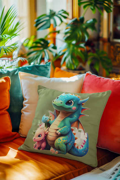 Whimsical Dragon Pillow | Kids Room Decor, Fantasy Home Cushion, Fun Pillow for Gifts, Nursery or Playroom