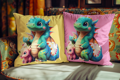 Whimsical Dragon Pillow | Kids Room Decor, Fantasy Home Cushion, Fun Pillow for Gifts, Nursery or Playroom
