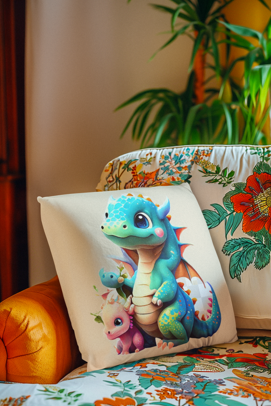 Whimsical Dragon Pillow | Kids Room Decor, Fantasy Home Cushion, Fun Pillow for Gifts, Nursery or Playroom