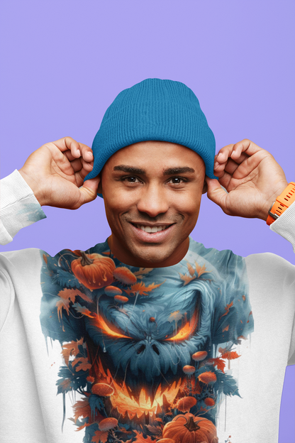 Unisex Garment-Dyed Sweatshirt with spooky and creepy vibe