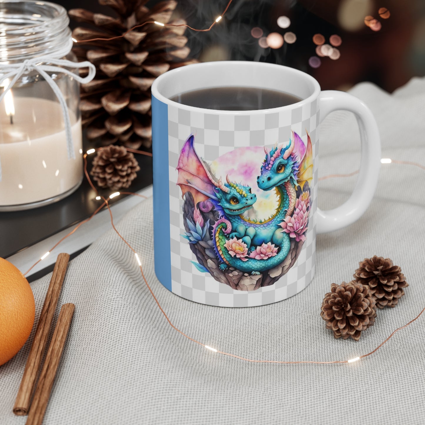 Whimsical Dragon Couple Mug | Fantasy Drinkware, Gift for Dragon Lovers, Cute Tea Cup, Magical Home Decor, Unique Birthday Present