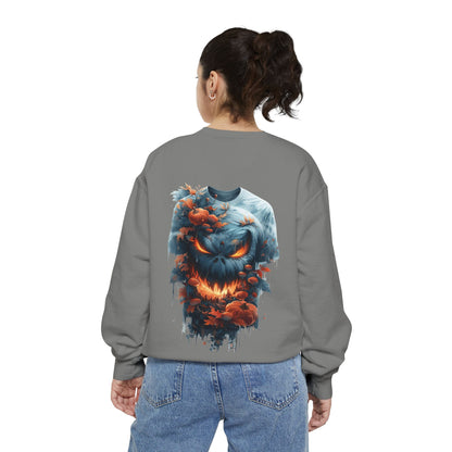 Unisex Garment-Dyed Sweatshirt with spooky and creepy vibe