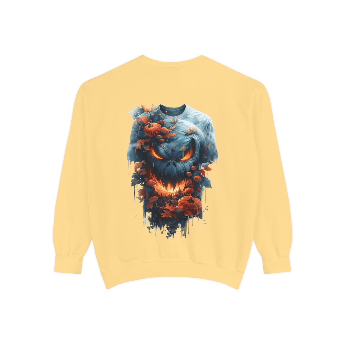 Unisex Garment-Dyed Sweatshirt with spooky and creepy vibe