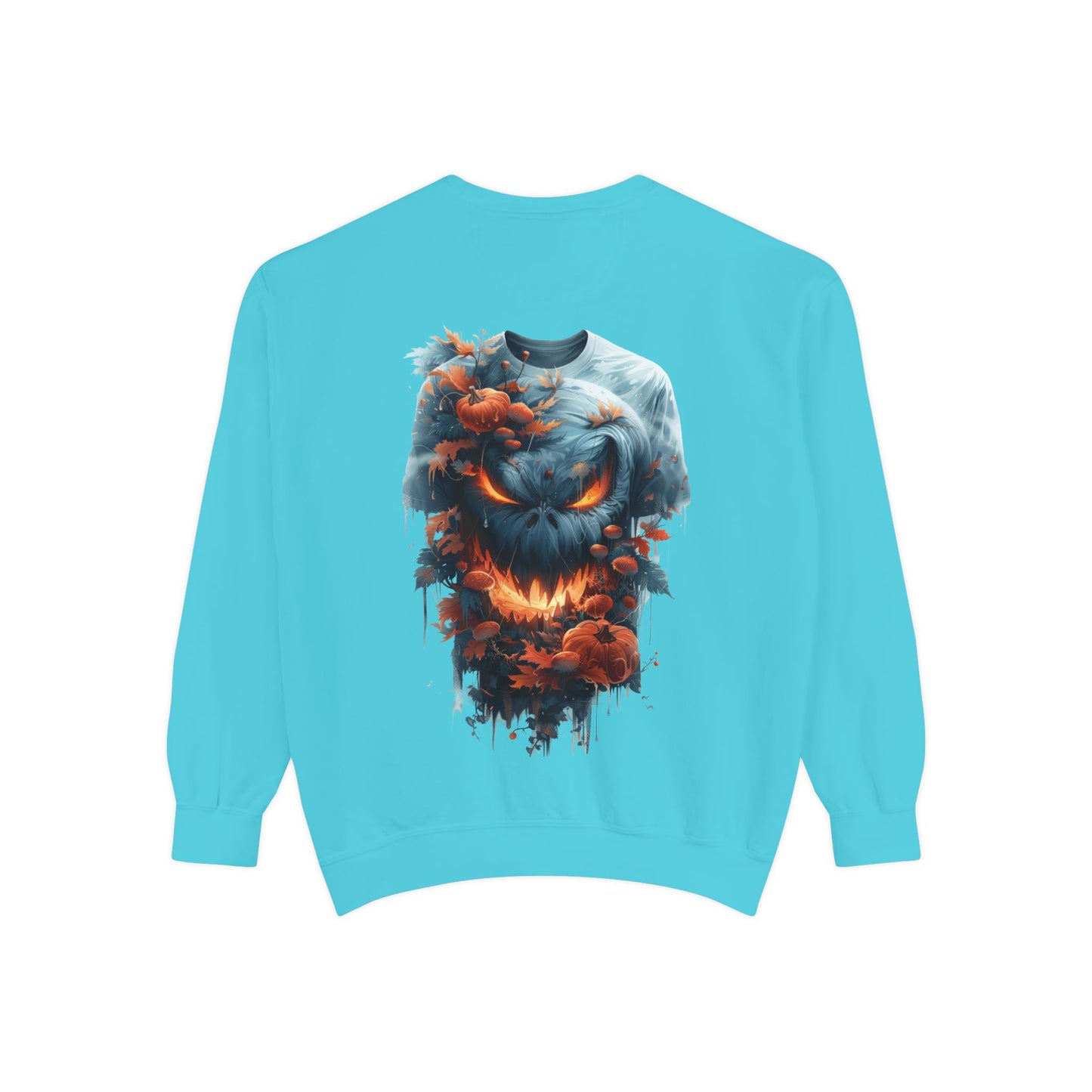 Unisex Garment-Dyed Sweatshirt with spooky and creepy vibe