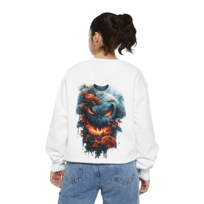 Unisex Garment-Dyed Sweatshirt with spooky and creepy vibe