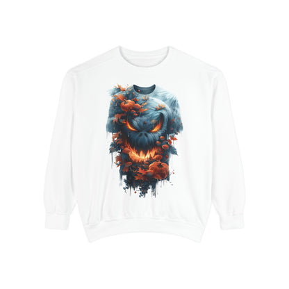Unisex Garment-Dyed Sweatshirt with spooky and creepy vibe