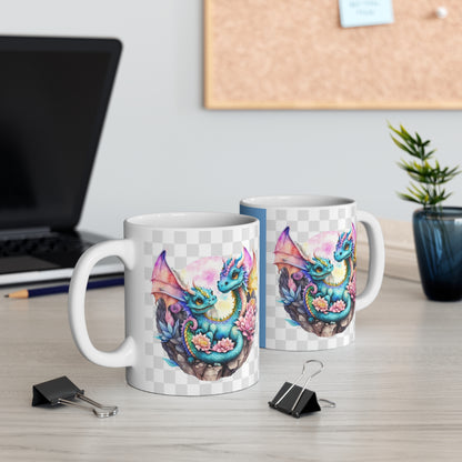 Whimsical Dragon Couple Mug | Fantasy Drinkware, Gift for Dragon Lovers, Cute Tea Cup, Magical Home Decor, Unique Birthday Present