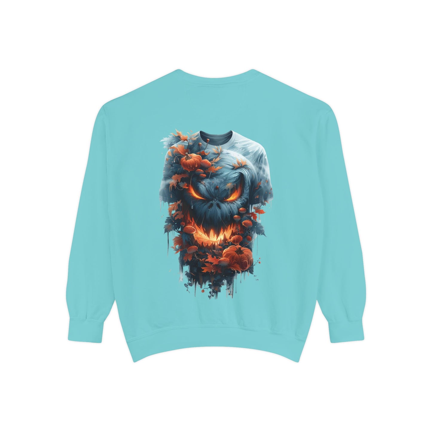 Unisex Garment-Dyed Sweatshirt with spooky and creepy vibe