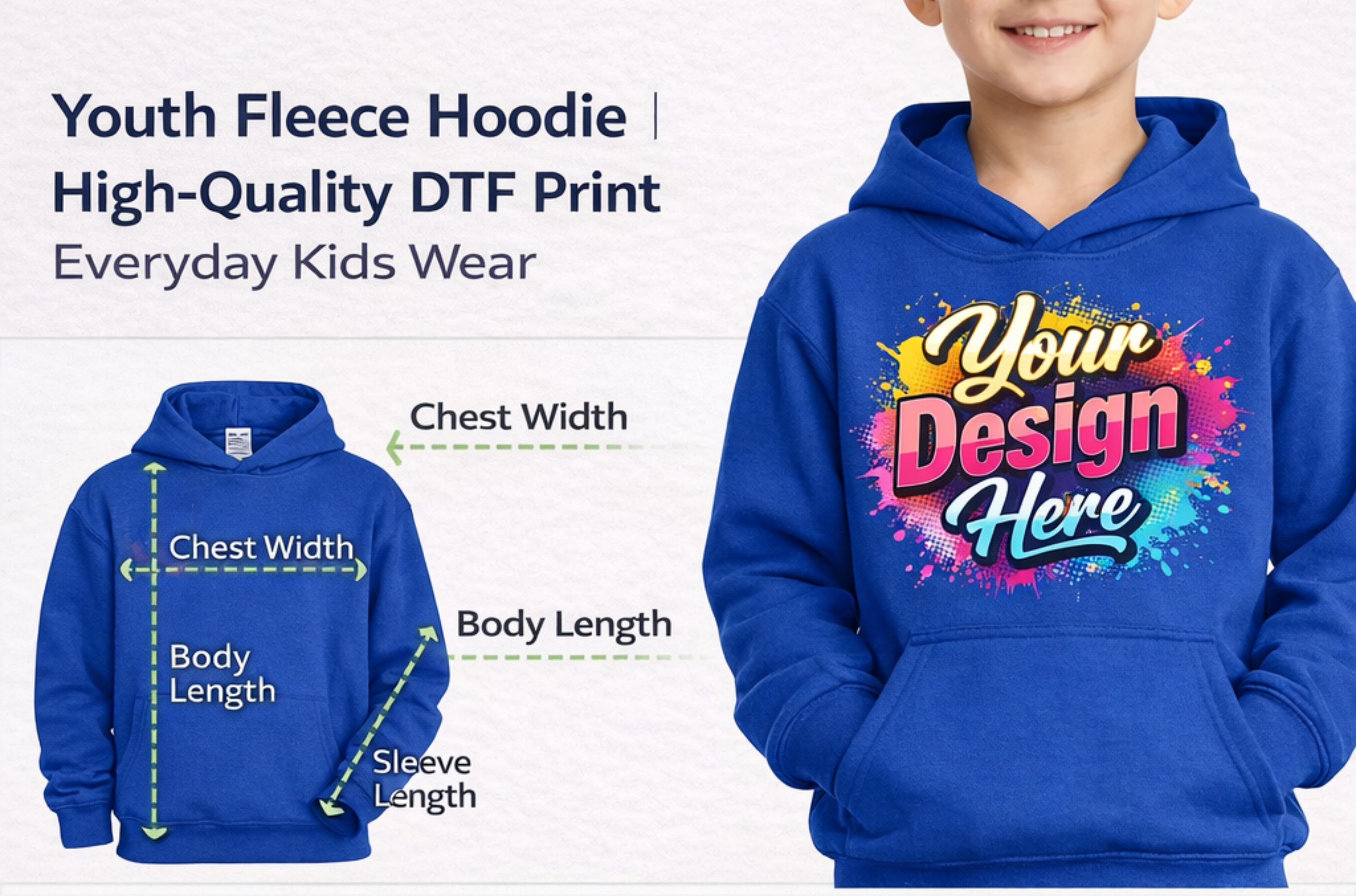 Youth Fleece Hoodie | High-Quality DTF Print | Everyday Kids Wear