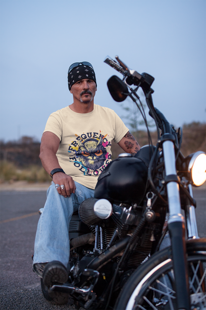 Tshirt or poster design with a owl listening to music on headphones